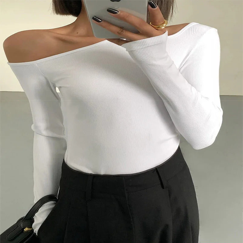 Skew-Collar Off-Shoulder Crop Tee - view 7