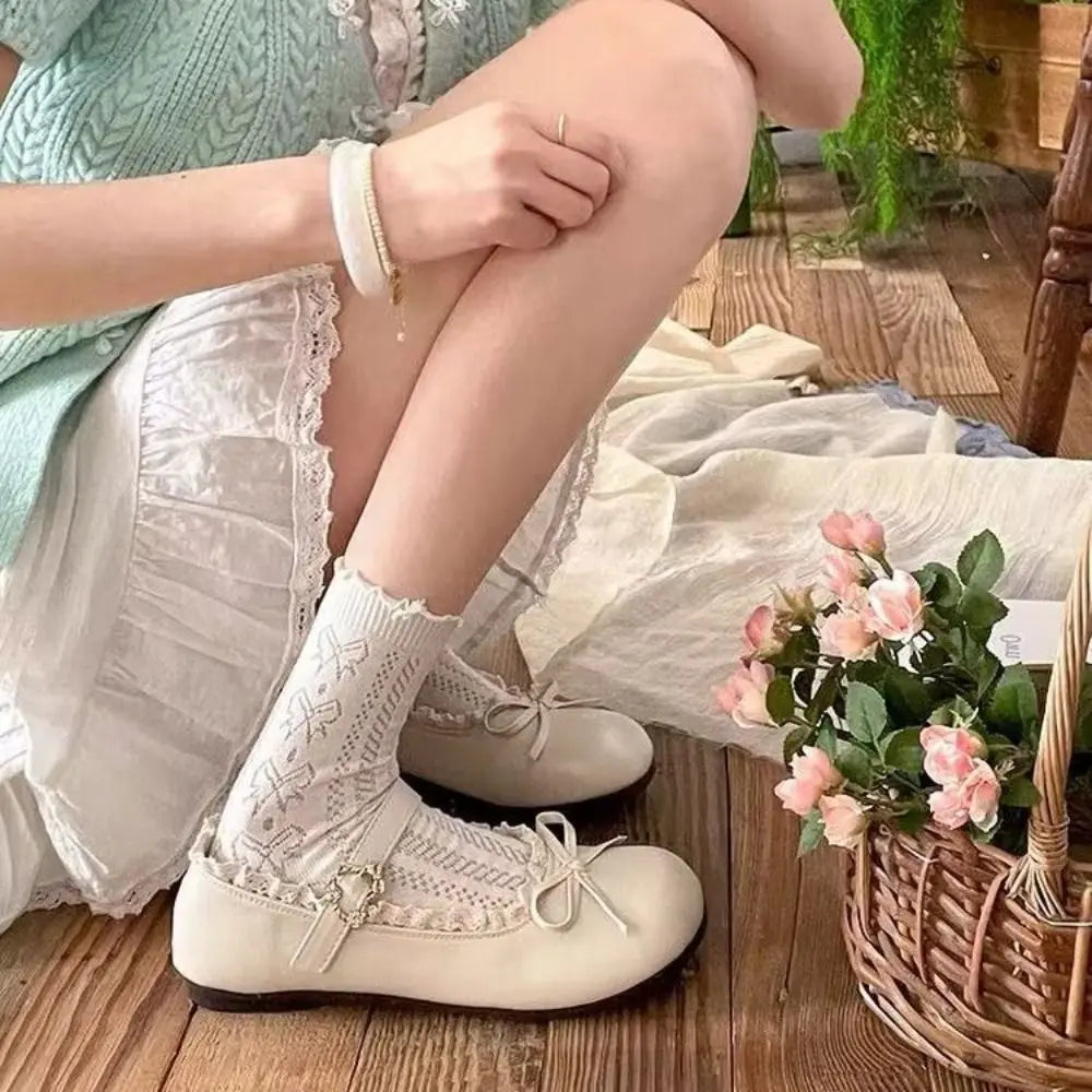 Ruffled Lace Mary Jane Flats - view 3
