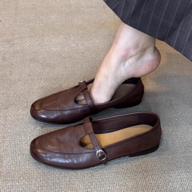 Square-Toe Mary Jane Flats