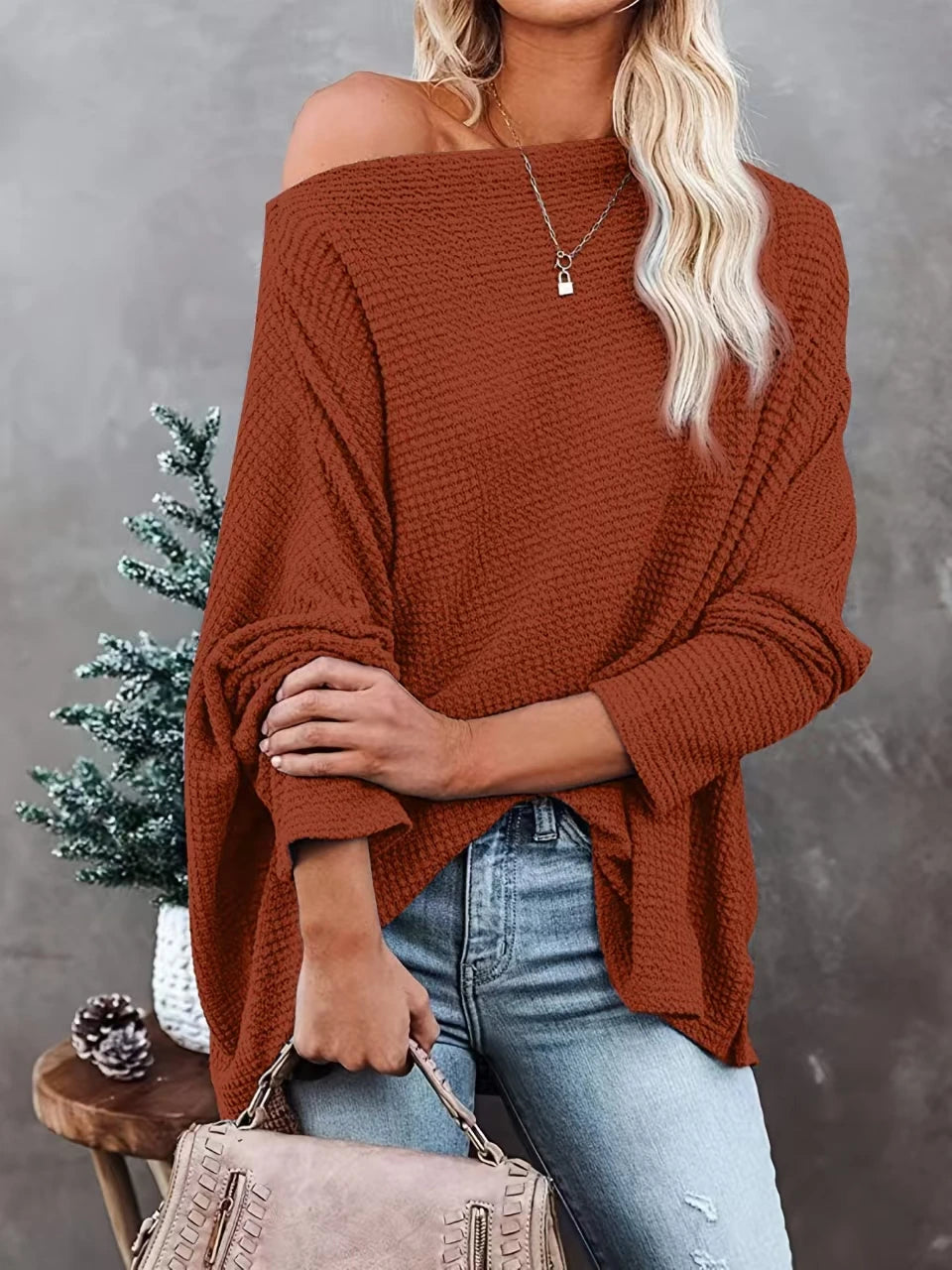 Waffle-Knit Long Sleeve Top - view 8