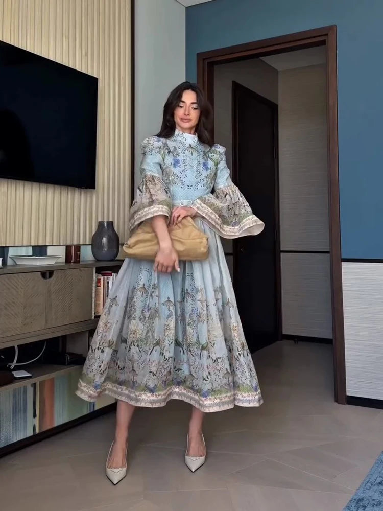 Turtleneck Print Midi Dress - view 2