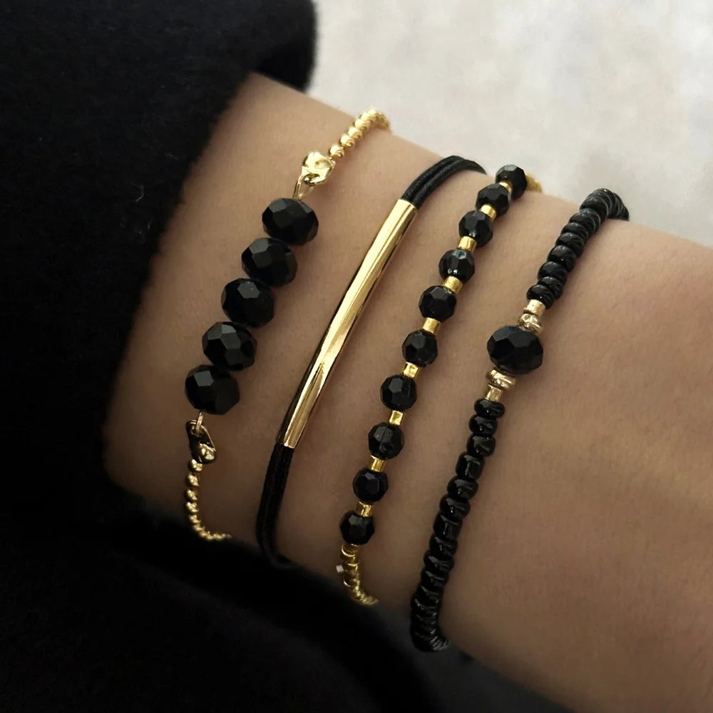 Set of 4 Glass Stone Bracelets