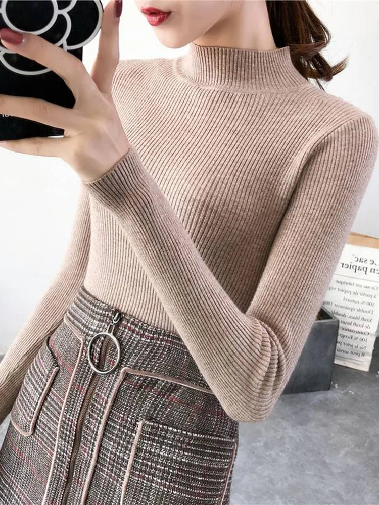 Mock-Neck Basic Knit Sweater - view 4