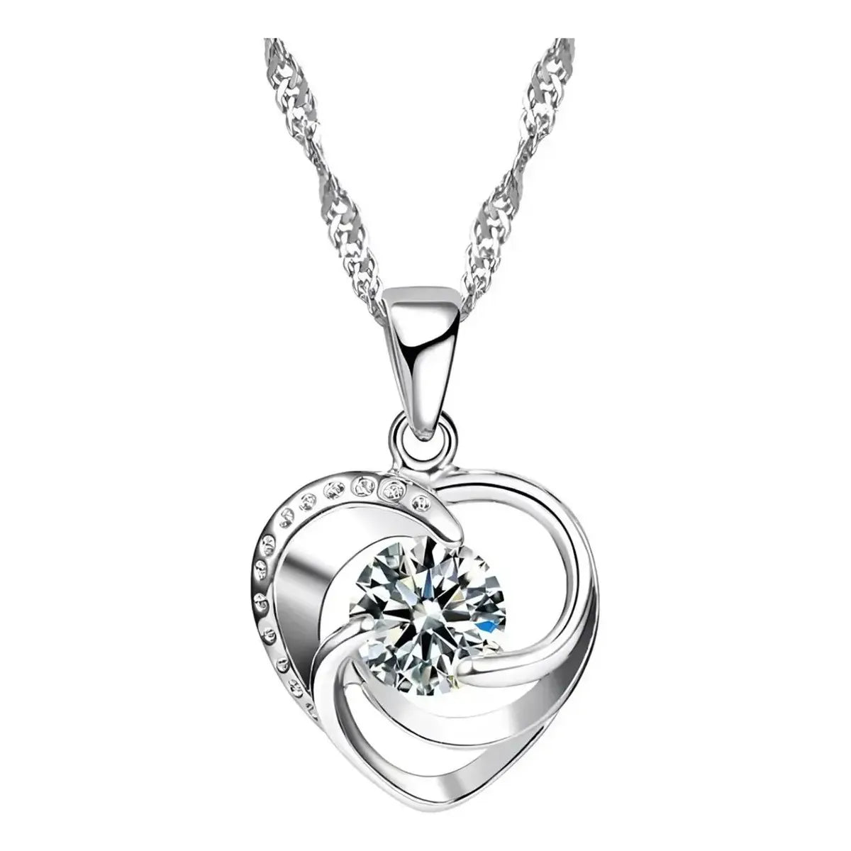 Sterling Silver Heart Necklace & Earring Set