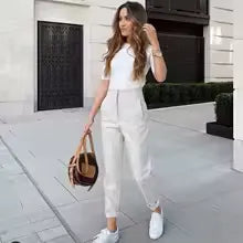 High-Waist Pencil Office Trousers