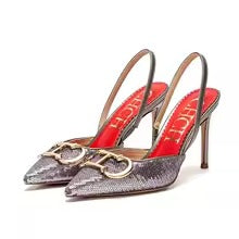 Pointed-Toe Slingback Heels with Ankle Strap - view 2
