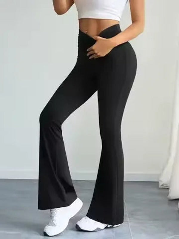Slim Flared High-Waist Trousers
