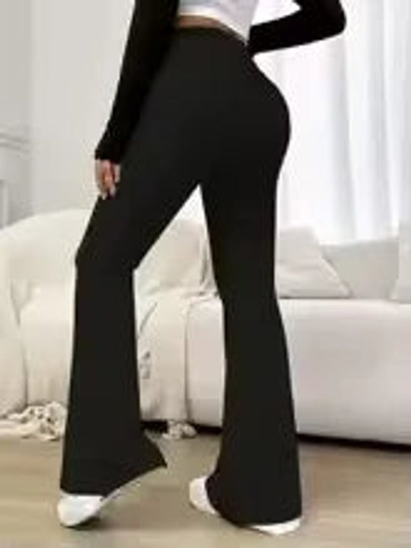 Slim Flared High-Waist Trousers